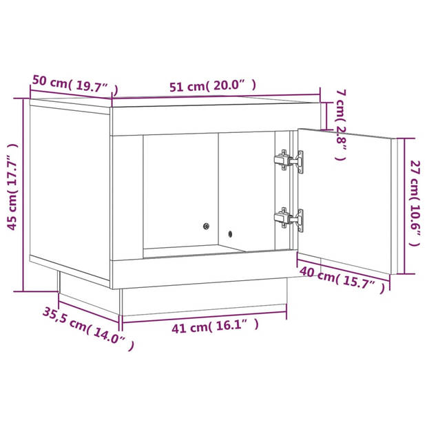 The Living Store Salontafel Betongrijs 51x50x45 cm - Stevig bewerkt hout frame - 1 deur - Voldoende opbergruimte