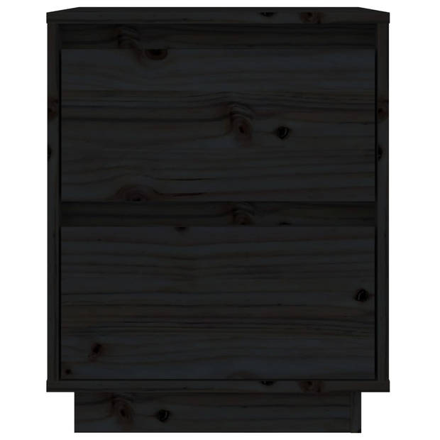 vidaXL Nachtkastje 40x35x50 cm massief grenenhout zwart