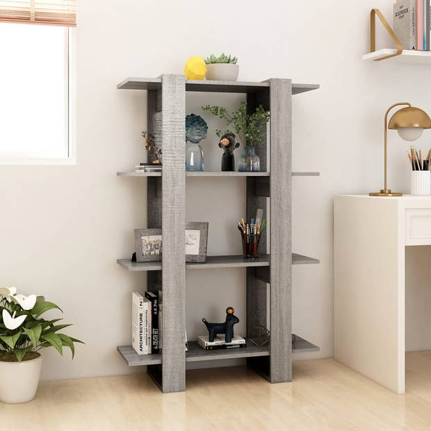 The Living Store Boekenkast - Grijs Sonoma Eiken - 80 x 30 x 123.5 cm - Veelzijdig - Stevig en Stabiel