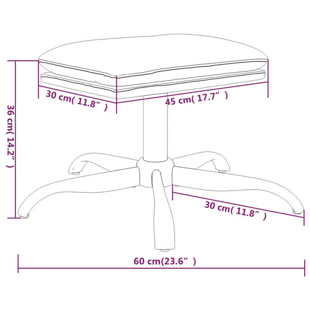 vidaXL Voetenbank 60x60x36 cm fluweel donkergrijs