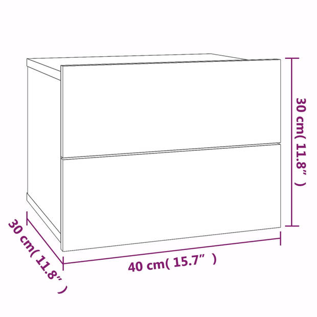 vidaXL Nachtkastje 40x30x30 cm bewerkt hout gerookt eikenkleurig