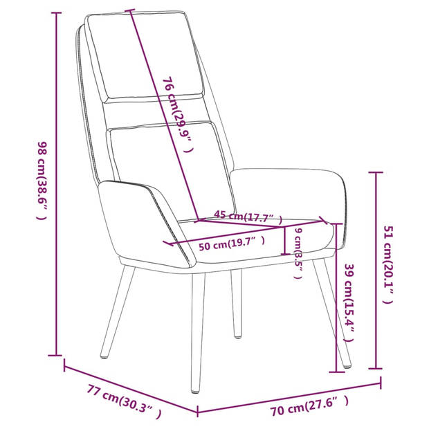 The Living Store Fauteuil - Relaxstoel - Donkergrijs - 70 x 77 x 98 cm - Schuim vulling