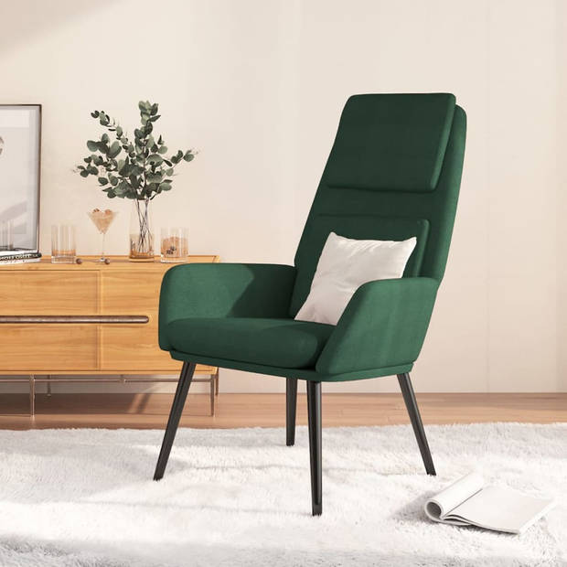 The Living Store Fauteuil Relaxstoel - Donkergroen - 70 x 77 x 98 cm - Met Armleuningen