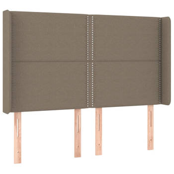 vidaXL Hoofdbord met randen 147x16x118/128 cm stof taupe