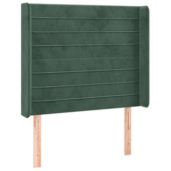 vidaXL Hoofdbord met randen 83x16x118/128 cm fluweel groen