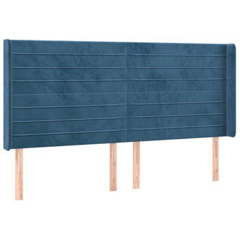 vidaXL Hoofdbord met randen 183x16x118/128 cm fluweel donkerblauw