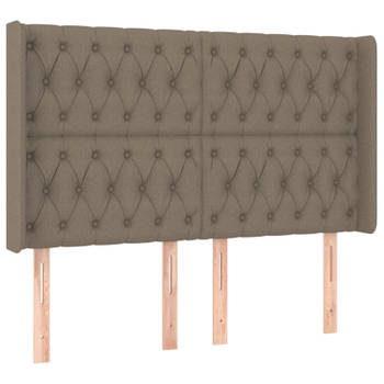 vidaXL Hoofdbord met randen 147x16x118/128 cm stof taupe