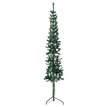 The Living Store Kunstkerstboom - Halve boom - 55 cm breed - Levensecht PVC - Ruimtebesparend - Herbruikbaar - Groen -