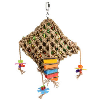 FLAMINGO Vogelspeelgoed Papyr papegaaiennet vierkant 45 cm meerkleurig