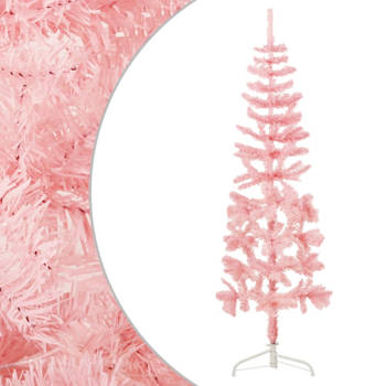 vidaXL Kunstkerstboom half met standaard smal 150 cm roze