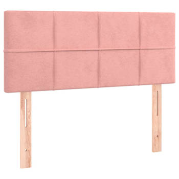 vidaXL Hoofdbord 80x5x78/88 cm fluweel roze