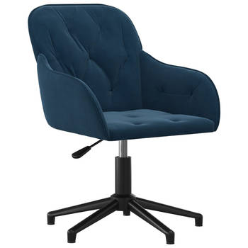 The Living Store Kantoorstoel Velvet - Blauw 56x61.5cm - Draaibaar - Verstelbare Hoogte