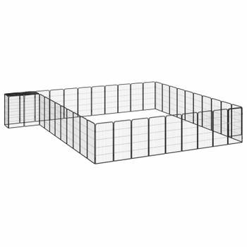 vidaXL Hondenkennel 42 panelen 50x100 cm gepoedercoat staal zwart