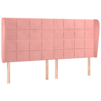 vidaXL Hoofdbord met randen 163x23x118/128 cm fluweel roze