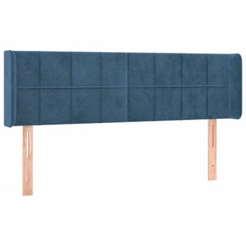 vidaXL Hoofdbord met randen 147x16x78/88 cm fluweel donkerblauw