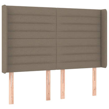 vidaXL Hoofdbord met randen 147x16x118/128 cm stof taupe