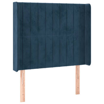 vidaXL Hoofdbord met randen 83x16x118/128 cm fluweel blauw