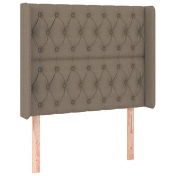 vidaXL Hoofdbord met randen 103x16x118/128 cm stof taupe