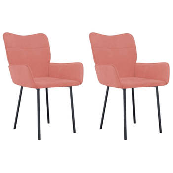 vidaXL Eetkamerstoelen 2 st fluweel roze