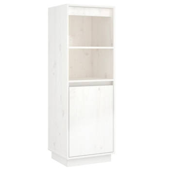 vidaXL Hoge kast 37x34x110 cm massief grenenhout wit