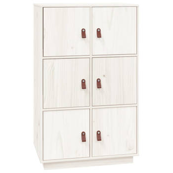 vidaXL Hoge kast 67x40x108,5 cm massief grenenhout wit