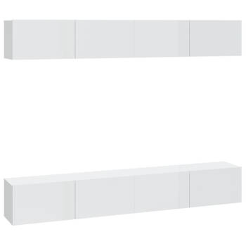 vidaXL Tv-wandmeubels 4 st 100x30x30 cm hoogglans wit