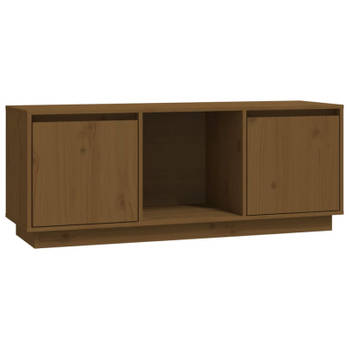 vidaXL Tv-meubel 110,5x35x44 cm massief grenenhout honingbruin