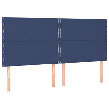 vidaXL Hoofdborden 4 st 100x5x78/88 cm stof blauw