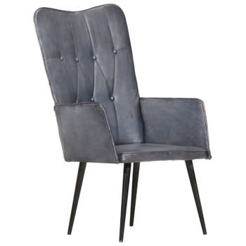 vidaXL Fauteuil echt leer grijs