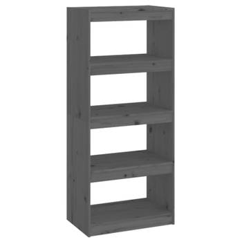 vidaXL Boekenkast/kamerscherm 60x30x135,5 cm massief grenenhout grijs