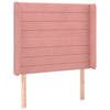 vidaXL Hoofdbord met randen 103x16x118/128 cm fluweel roze