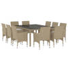 vidaXL 11-delige Tuinset poly rattan beige