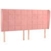 vidaXL Hoofdbord met randen 163x23x118/128 cm fluweel roze