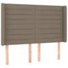 vidaXL Hoofdbord met randen 147x16x118/128 cm stof taupe