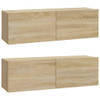 The Living Store Wandgemonteerd TV-meubel - Sonoma Eiken - Bewerkt Hout - 100 x 30 x 30 cm - Praktische Deuren