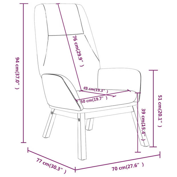 The Living Store Relaxstoel - Comfort - Stoelen - 70 x 77 x 94 cm - Lichtgrijs