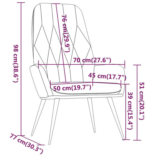 The Living Store Relaxstoel Fluweel - Lichtgrijs - 70x77x98 cm - Trendy Ontwerp