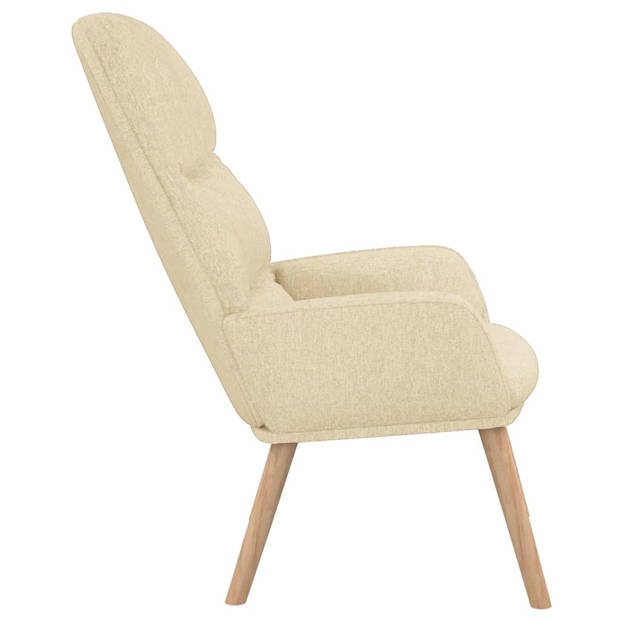 The Living Store Fauteuil - Dik gevoerd - Zacht aanvoelende stof - Metalen frame - Rubberwood poten - Kleur- crème -