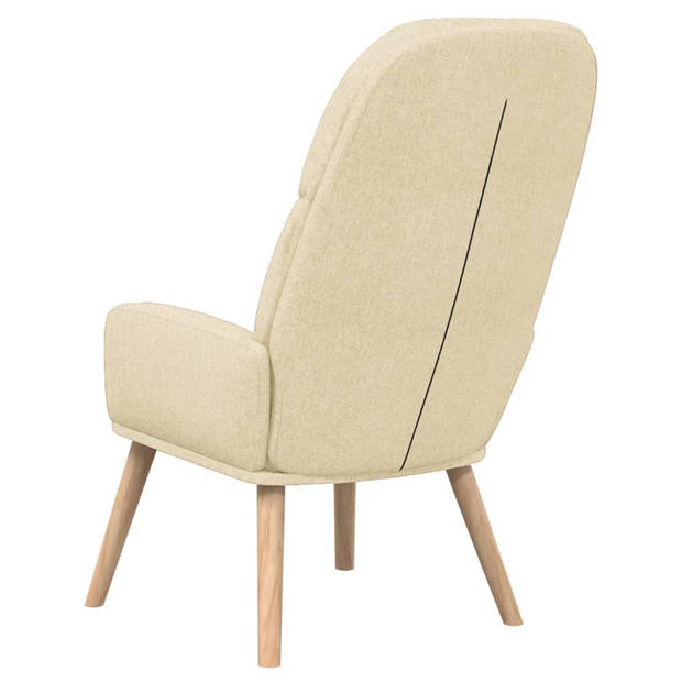 The Living Store Fauteuil - Dik gevoerd - Zacht aanvoelende stof - Metalen frame - Rubberwood poten - Kleur- crème -