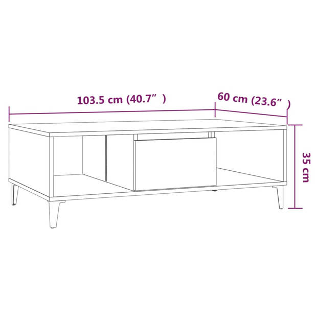 vidaXL Salontafel 103,5x60x35 cm bewerkt hout gerookt eikenkleurig