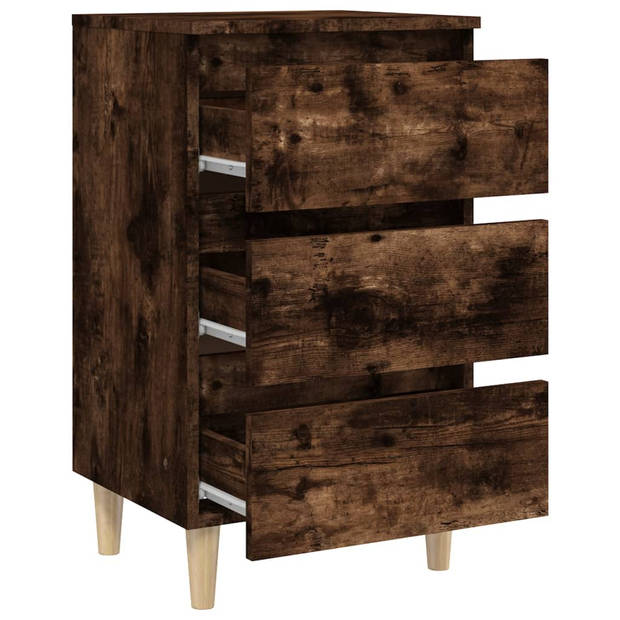 The Living Store Bedkastje - Scandinavische stijl - 3 lades - Gerookt eiken - 40x35x69cm