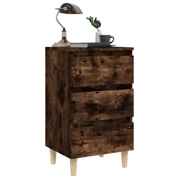 vidaXL Nachtkastjes 2 st met houten poten 40x35x69 cm gerookt eiken