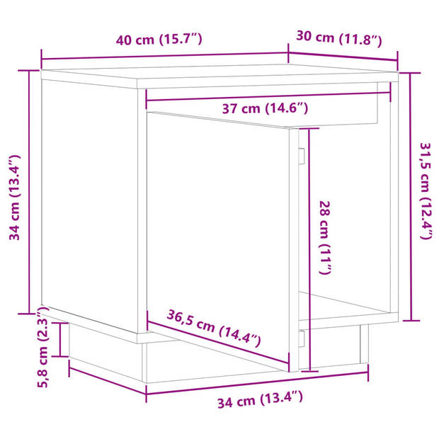 vidaXL Nachtkastjes 2 st 40x30x40 cm massief grenenhout wit