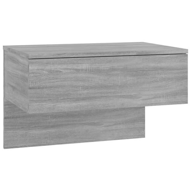 The Living Store Wandnachtkastjes - Grijs Sonoma Eiken - 60 x 40 x 40 cm - Bewerkt hout