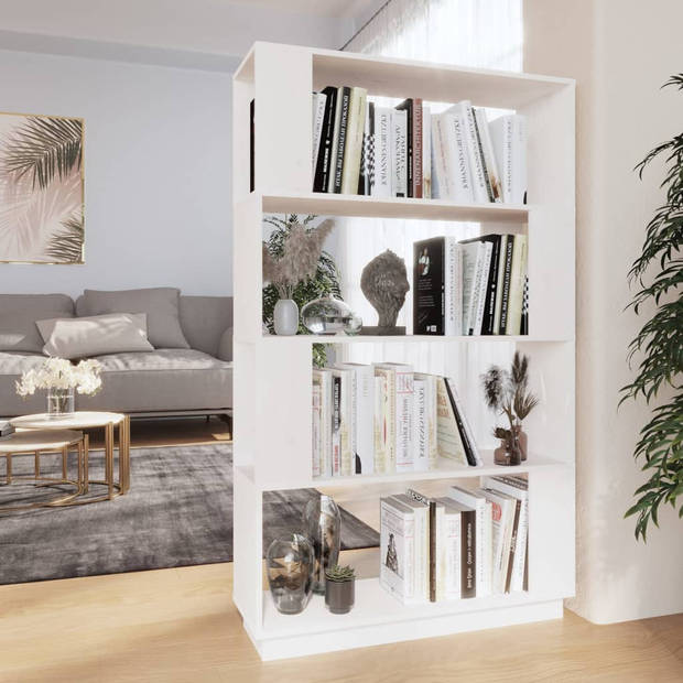 The Living Store Boekenkast - veelzijdig schap - 80 x 25 x 132 cm - Materiaal- massief grenenhout - Kleur- wit