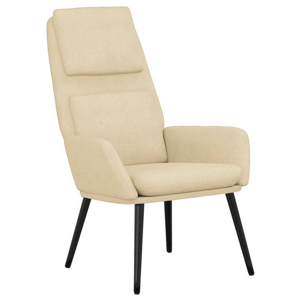 The Living Store Relaxstoel - Crème - 70 x 77 x 98 cm - Comfortabele relaxstoel met voetenbank