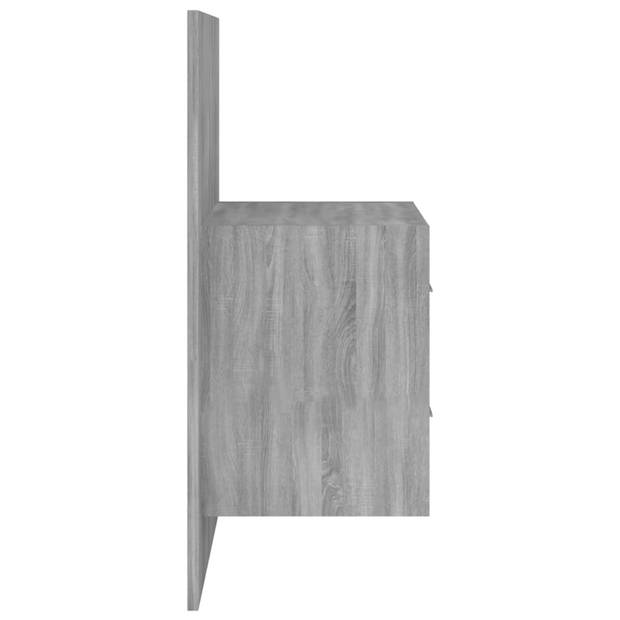 The Living Store Wandnachtkastjes - Grijs Sonoma Eiken - 48.5 x 32.5 x 80 cm - Bewerkt Hout