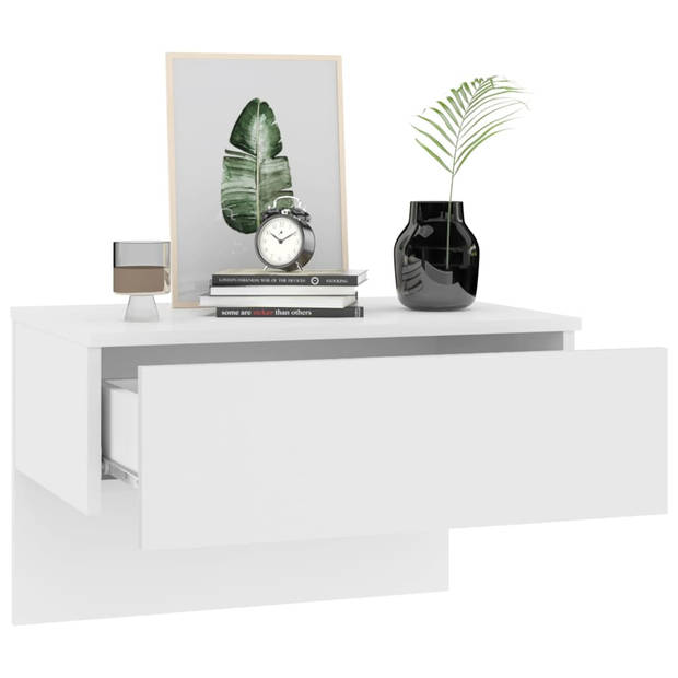 The Living Store Wandnachtkastje Set - Wit - 60 x 40 x 40 cm - Wandmontage design - Multifunctioneel - Eenvoudig te