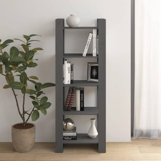 vidaXL Boekenkast/kamerscherm 60x35x160 cm massief hout grijs