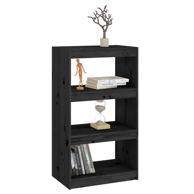 vidaXL Boekenkast/kamerscherm 60x30x103,5 cm massief grenenhout zwart